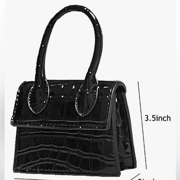 Mini black crocodile crossbody trendy mini bag - Picture 4 of 4